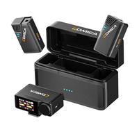 COMICA BooMax Lavalier Microfono Wireless - Registrazione galleggiante a 32 bit, registrazione renale/omnidirezionale, 2,4 GHz, doppio microfono con memoria da 32 GB, microfono touch screen per