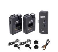 COMICA BoomX-DUC2 2.4G Microfono Wireless per Smartphone/Laptop USB C,Microfono Wireless Doppio Lavalier con 2 Trasmettitori 1 Ricevitore,Microfono Lav per podcast Intervista YouTube Vlog/Live-steam