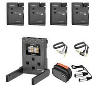 comica BoomX-U Qua UHF Lavalier - Microfono senza fili con 4 trasmettitori, 96 canali, portata 120 m, per fotocamera DSLR, iPhone/Android, PC, intervista, YouTube TikTok Vlog Live-Stream