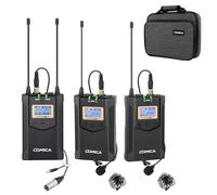 comica CVM-WM100 PLUS - Microfono lavalier wireless a 16 canali UHF Dual Wireless per fotocamera DSLR Canon, Nikon, Sony, Panasonic, videocamera, XLR, intervista Vlog telefonica (2TX+1RX)