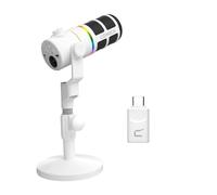 COMICA D10 Pro D XLR USB Microfono Dinamico con Ricevitore, Supporto da Tavolo per Registrazione Gaming/TikTok/Podcast, Supporta Pulsante di Disattivazione Luce RGB per PC, Smartphone, Computer, Mac