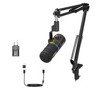 COMICA EJoy D10 Pro XLR/USB-C - Microfono da gioco per podcasting, microfono dinamico per computer con cavo/wireless per desktop con braccio a braccio, silenzioso, riduzione del rumore, guadagno, per
