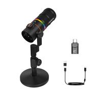 Comica EJoy D10 Pro XLR/USB-C - Microfono da gioco per registrazioni podcasting, microfono dinamico per computer desktop con RGB, silenzioso, riduzione del rumore, guadagno, per PC, PS4, PS5, live
