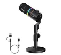 COMICA EJoy D10 XLR/USB-C Microfono dinamico per registrazione podcasting, microfono cablato live streaming con RGB dinamico, mute, riduzione del rumore, guadagno, per giochi, live streaming, YouTube