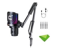 comica EJoy Uni (A)-Microfono USB nero per computer e smartphone, microfono da gioco a condensatore cardioide 48Khz/24bit RGB per podcasting, streaming, registrazione, con supporto per braccio