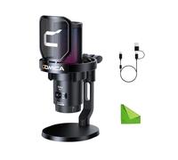 comica EJoy Uni (D) -Black Microfono per computer e smartphone, microfono da gioco a condensatore cardioide RGB per podcasting, streaming, registrazione, con supporto desktop