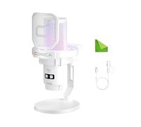 comica EJoy Uni (D)-Microfono bianco per computer e smartphone, microfono da gioco a condensatore cardioide RGB per podcasting, streaming, registrazione, con supporto da tavolo