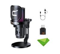 comica EJoy Uni Pro (D) - Microfono nero per computer e smartphone, microfono da gioco a condensatore cardioide Rgb per podcasting, streaming, registrazione, con supporto da tavolo