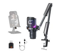 Comica EJoy Uni Pro - Microfono a condensatore wireless USB per PC, PS4, PS5, telefono USB C e Mac, braccio braccio RGB per Twitch, streaming, podcasting, cancellazione del rumore con mute, guadagno,