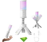 COMICA Ejoy UNI S Microfono da gioco per PC, PS5 e smartphone, microfono a condensatore cardioide RGB con supporto per treppiede, 48kHz/24bit, cancellazione del rumore, microfono bianco per streaming