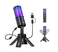 COMICA EJoy UNI S Microfono USB per PC, microfono a condensatore da gioco con luce RGB, cancellazione del rumore, muto, microfono desktop per streaming/podcasting/apparecchiature di registrazione con