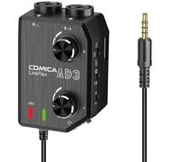 COMICA LINKFLEX.AD3 Mixer preamplificatore per microfono XLR/3,5 mm a 2 canali con alimentazione phantom da 48 V, monitor in tempo reale, preamplificatore interfaccia chitarra per fotocamere DSLR,