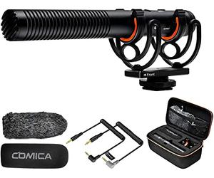 COMICA Microfono a fucile, Microfono video supercardioide professionale VM20 con supporto antiurto, kit microfono per fotocamera per smartphone/fotocamera DSLR/videocamera
