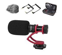 COMICA Microfono compatto CVM-VM10II Micro Direzionale a Condensatore con Wind Muff Microfono Cardioid Shotgun per DSLR Fotocamera Canon, Nikon, Fuji,Sony, Panasonic,Smartphone ecc. (rosso)