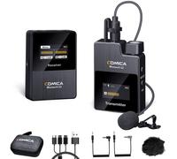 COMICA Microfono Lavalier Wireless, BoomX-D1 2.4GHz Sistema di Microfono Cravatta Wireless con 1 Trasmettitori e 1 Ricevitore, Micro Lav per DSLR Fotocamera/Videocamera/Smartphone Podcast Intervista