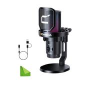 comica Microfono USB per Computer e Smartphone, Microfono da Gioco a condensatore cardioide RGB per podcasting, Streaming, con Supporto da Tavolo-Nero (Uni D)