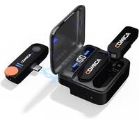 Comica Vimo-S UC,Microfono wireless Lavalier da 2.4 GHz per smartphone Android USB-C con scatola di ricarica, microfono plug & play per interviste, YouTube/TikTok/Live Stream(nero)