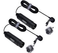 Comica XLR Microphone CVM-V02O 2 Pack 14.76 fts Phantom Power Omni-directional Lavalier Lapel Microphone for Canon Sony Panasonic Camcorders ZOOM H4n H5 H6 Tascam DR-40 DR-60D DR-70D DR-100 Recorders