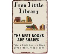Comical Free Book Zone Funny Metal Wall Art 12x8 Inch