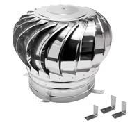 Comignoli girevoli, Comignolo Girevole per Camini Ventilatore da tetto non elettrico Ventilatori da tetto rotondi for case Mansarda/Tetti in metallo Acciaio inossidabile(300mm(11.8inch))