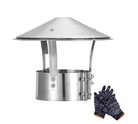 Comignolo In Acciaio Inox, Cappa per camino A Cono Copertura Del Camino Tetto Esterno Argento, Antipioggia per comignolo per condotti di stufe e caminetti(90 mm/3.54in)
