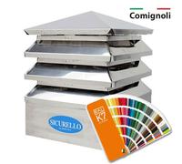 Comignolo Sicurello Canne Fumarie Base Quadrata Zincato Verniciato Colore RAL CE
