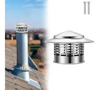 Comignolo Terminale Canna Fumaria, Cappuccio Antipioggia Acciaio Inossidabile 304, Copertura per Camino Antivento, Griglia Antintrusione, Cappello per Tetto, Tubo Della Stufa Topper(110mm/4in)