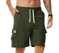 Comilaka Pantaloncini Cargo Uomo Shorts Estivi con Tasche Velluto a Coste Casual Pantaloni Corti Coulisse Vita Elasticizzata