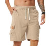 Comilaka Pantaloncini Cargo Uomo Shorts Estivi con Tasche Velluto a Coste Casual Pantaloni Corti Coulisse Vita Elasticizzata