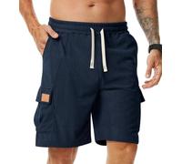 Comilaka Pantaloncini Cargo Uomo Shorts Estivi con Tasche Velluto a Coste Casual Pantaloni Corti Coulisse Vita Elasticizzata