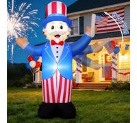 COMIN Bandiera gonfiabile per il giorno dell'indipendenza dello zio Sam, con LED integrati, per interni, feste, giardino, prato, decorazione