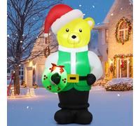 COMIN Decorazioni natalizie gonfiabili per esterni, altezza 1,5 m, orso marrone con ghirlanda con LED integrati, per Natale, interni, esterni, cortile, prato, giardino