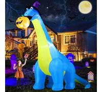 COMIN Gonfiabili per Halloween, decorazioni per esterni, 3 m, dinosauri che mangiano zucca, decorazione da cortile con LED integrato, per cortile, giardino, feste, prato