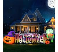 COMIN Gonfiabili per Halloween, decorazioni per esterni, 3 m, zucca di Halloween, zombi, decorazione da cortile con LED integrato, per cortile, giardino, feste, prato