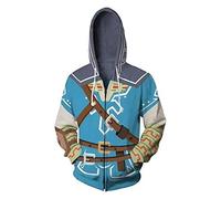 COMING Adult Link Costume Cosplay Breath of The Wild Felpa con cappuccio da uomo con zip (S, colore 31), Colore 31, S