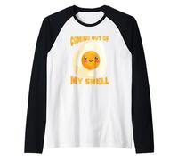 Coming out of My Shell Carino Kawaii Egg Pun Maglia con Maniche Raglan