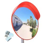 Comioke Ø30cm Specchio Stradale, Specchio di Sorveglianza, Convex Traffic Mirror, Specchi Sicurezza per il Traffico con Staffa e Viti, per Strade, Magazzini, Garage e Negozi (Rosso)