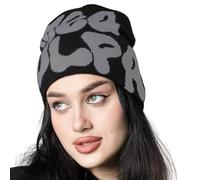 Comioke Berretto con Stampa di Lettere, Berretti Morbidi Y2k, Beanie Hat, Berretti in Maglia Unisex, Berretto Lavorato a Maglia per Donna e Uomo, da Portuale, Regolabile Cuffed Brimless Hat