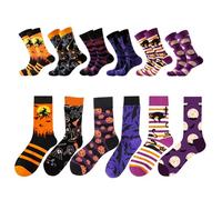 Comioke Calzini di Halloween, Calzini Divertenti, 6 Pairs Divertenti Calze, Pipistrelli Zucca e Ragni (38-45)