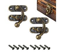 Comioke Ganci Di Bloccaggio Anticati, Antico Vintage Blocco Chiusura, Destra Chiusura Gancio Chiusura, 2pz Con Viti, Serratura Antica, Gancio a Scatto Hasp, Chiavistello Antico per Porta in Legno