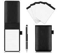 Comioke Mini Porta Taccuino Tascabile, Piccolo Blocco Note in Pelle A7, Mini Memo Book Notebook con Penna e 4 x 60 Fogli Taccuini Sostitutivi, per Appunti, Ufficio, Scuola (Nero)