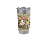 Comitato uccelli del cortile frase ironica retro Bicchiere termico in acciaio inox doppia parete