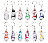 Comius 12 Pcs Portachiavi Scarpa Sneaker in Canvas Mini - Ciondolo di Tela Moda per Borsa Zaini - Accessorio Regalo Souvenir per Donna Ragazza