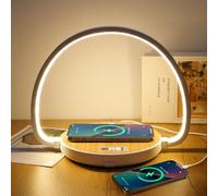 Comius Sharp 10w Lampada Da Tavolo Con Ricarica Wireless, Lampada Comodino Camera Da Letto Con Orologio, Lampada Con Caricatore Wireless Con Porta Usb, Camera Da Letto Pieghevole Luci Notturne Touch