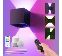 Comius Sharp Applique Led da Parete Interno, con Alexa/Google Home, Moderno Up Down Applique da Parete Nero Caldo, LED Lampada da Parete Interno per Soggiorno, Camera da Letto, Corridoio