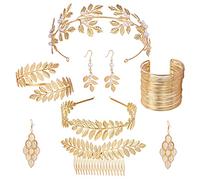 Comius Sharp dea Greca Costume Gioielli set per Donne, Romano Alloro Foglie Corona Tiara Capelli Pettine Bracciale Orecchini Vortice Oro Matrimonio Toga Party