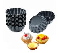 Comius Sharp Stampi di Crostate di Uova, 12 Pezzi Pirottini in Acciaio al Carbonio, Stampo per Crostata, Formine per Muffin, Stampi per Budini, Riutilizzabile e Antiaderente (7,5cm)