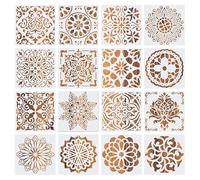 Comius Sharp Stencil di Pittura, 16 Pezzi Mandala Stencil,Riutilizzabili Motivo Mandala, Tagliati al Laser, Disegno Pittura Stencil Set, per Scrapbook Pareti DIY Decorazione (Bianco).