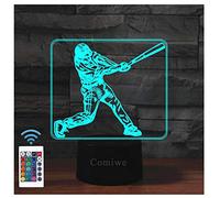 Comiwe Baseball (A) Luce Notturna di Illusione 3D,16 Colori Controllo Touch e Telecomando,Lampada da Comodino Tavolo LED per Decorazioni la Casa,Regalo Creativo per Ragazze,Ragazzi,Bambini Famiglia