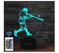 Comiwe Baseball (C) Luce Notturna di Illusione 3D,16 Colori Controllo Touch e Telecomando,Lampada da Comodino Tavolo LED per Decorazioni la Casa,Regalo Creativo per Ragazze,Ragazzi,Bambini Famiglia